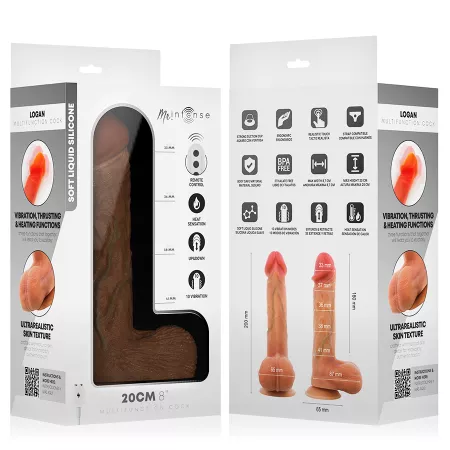 MR INTENSE - LOGAN VIBRATEUR GODEMICHET EN SILICONE AVEC EFFET CHAUFFANT ET T&Eacute;L&Eacute;COMMANDE 20 CM -&Oslash;- 4,1 CM