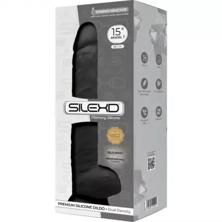 SILEXD - MODÈLE 1 PÉNIS RÉALISTE PREMIUM SILEXPAN SILICONE NOIR 38 CM