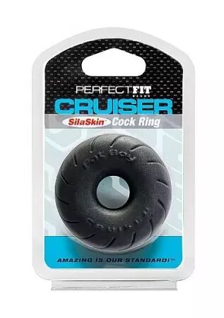 PERFECT FIT BRAND - BAGUE CRUISER EN SILASKIN FAT BOY NOIR