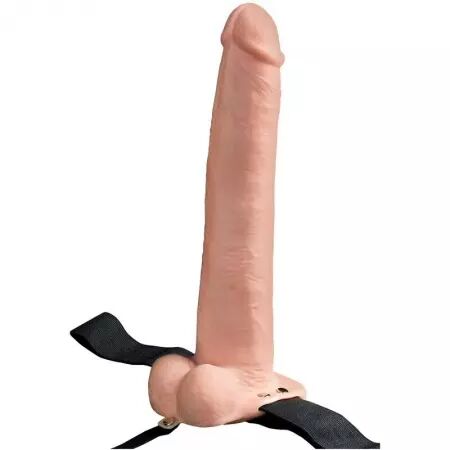 FETISH FANTASY SERIES - HARNAIS RÉGLABLE PÉNIS RÉALISTE AVEC BALLES RECHARGEABLES ET VIBRATEUR 28 CM