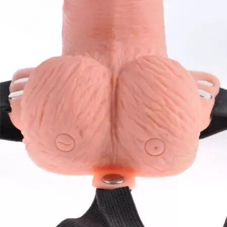 FETISH FANTASY SERIES - HARNAIS RÉGLABLE TÉLÉCOMMANDE PÉNIS RÉALISTE AVEC TESTICULES RECHARGEABLES ET VIBRATEUR 15 CM