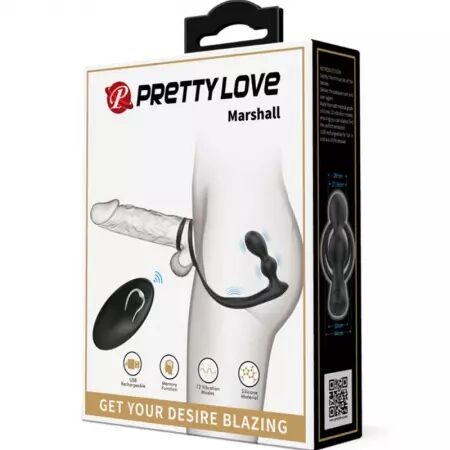 PRETTY LOVE - ANNEAU PÉNIS MARSHALL AVEC PLUG ANAL VIBRANT AVEC TÉLÉCOMMANDE