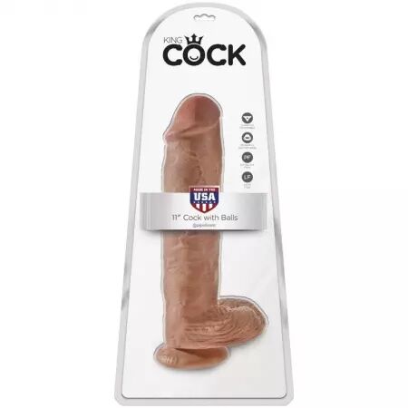 KING COCK - PÉNIS RÉALISTE AVEC BOULES 22.6 CM CARAMEL