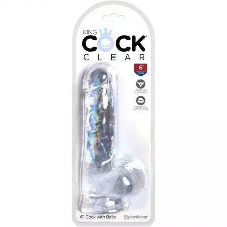KING COCK - CLEAR PÉNIS RÉALISTE AVEC BOULES 13.5 CM TRANSPARENT