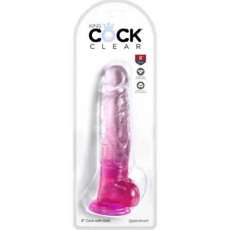 KING COCK - CLEAR PÉNIS RÉALISTE AVEC BOULES 16.5 CM ROSE
