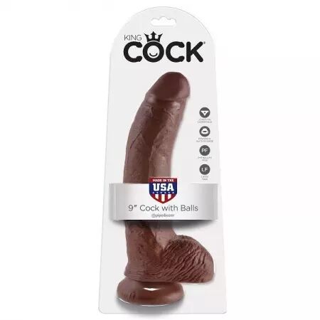 KING COCK - 9 GODE MARRON AVEC BOULES 22.9 CM