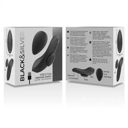 BLACK&SILVER - CULOTTE VIBRANTE RECHARGEABLE EN SILICONE PRESTON NOIRE