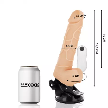 BASECOCK - VIBRATEUR RÉALISTE TÉLÉCOMMANDE NATUREL AVEC TESTICULES 19,5CM