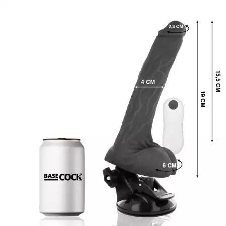 BASECOCK - VIBRATEUR RÉALISTE TÉLÉCOMMANDE NOIR 19 CM
