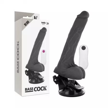 BASECOCK - VIBRATEUR RÉALISTE TÉLÉCOMMANDE NOIR 19 CM