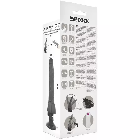 BASECOCK - VIBRATEUR RÉALISTE TÉLÉCOMMANDE NOIR 19 CM
