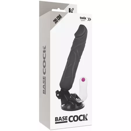 BASECOCK - VIBRATEUR RÉALISTE TÉLÉCOMMANDE NOIR 20 CM