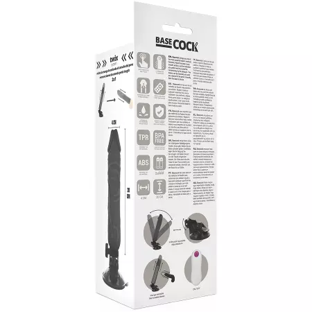 BASECOCK - VIBRATEUR RÉALISTE TÉLÉCOMMANDE NOIR 20 CM