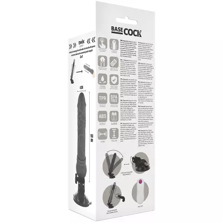 BASECOCK - VIBRATEUR RÉALISTE TÉLÉCOMMANDE NOIR 19,5 CM