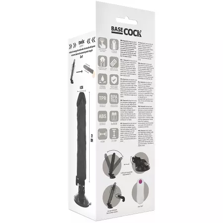 BASECOCK - VIBRATEUR RÉALISTE TÉLÉCOMMANDE NOIR 21 CM