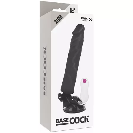 BASECOCK - VIBRATEUR RÉALISTE TÉLÉCOMMANDE NOIR 21 CM