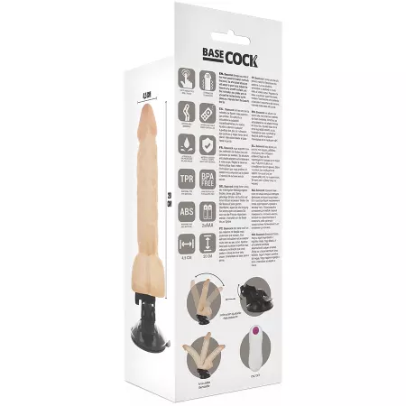 BASECOCK - VIBRATEUR ARTICULABLE TÉLÉCOMMANDE NATUREL 20 CM