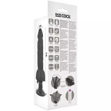 BASECOCK - VIBRATEUR ARTICULABLE TÉLÉCOMMANDE NOIR 20 CM