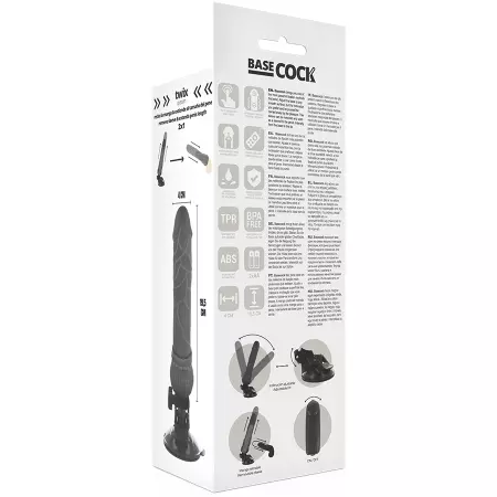 BASECOCK - VIBRATEUR RÉALISTE TÉLÉCOMMANDE NOIR 19,5 CM