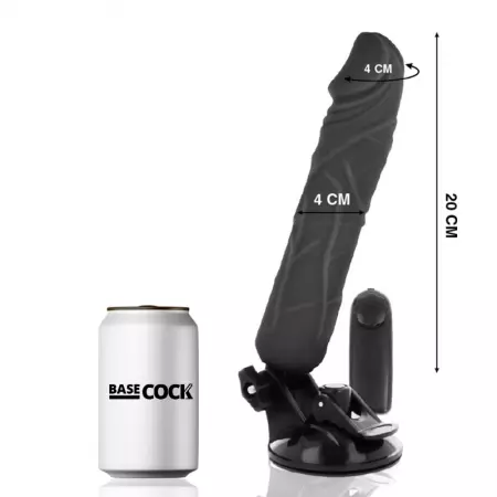BASECOCK - VIBRATEUR RÉALISTE TÉLÉCOMMANDE NOIR 20 CM
