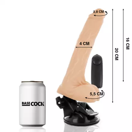 BASECOCK - VIBRATEUR NATUREL RÉALISTE TÉLÉCOMMANDE AVEC TESTICULES 20 CM
