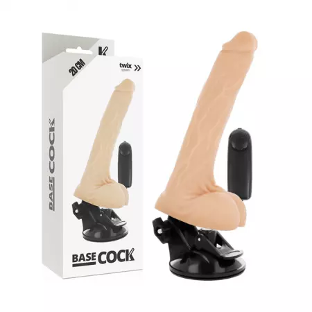 BASECOCK - VIBRATEUR NATUREL RÉALISTE TÉLÉCOMMANDE AVEC TESTICULES 20 CM