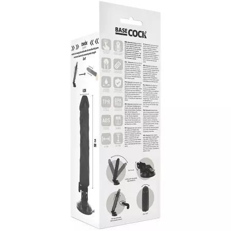 BASECOCK - VIBRATEUR RÉALISTE TÉLÉCOMMANDE NOIR 21 CM