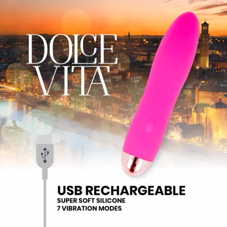 DOLCE VITA - VIBRATEUR RECHARGEABLE QUATRE ROSE 7 VITESSES