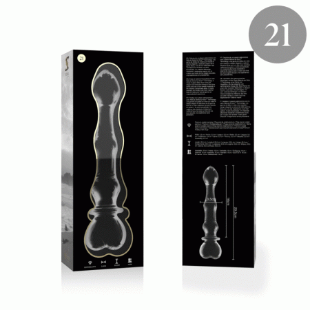 NEBULA SERIES BY IBIZA - MODÈLE 21 GODE EN VERRE BOROSILICATE 20,5 X 3,5 CM CLAIR