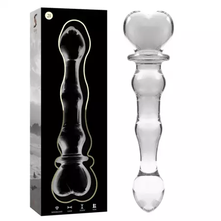 NEBULA SERIES BY IBIZA - MODÈLE 21 GODE EN VERRE BOROSILICATE 20,5 X 3,5 CM CLAIR