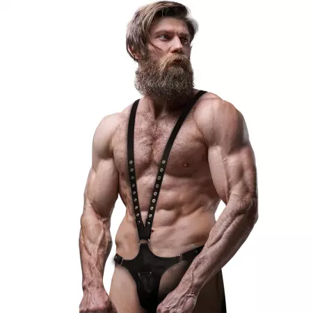 FETISH SUBMISSIVE ATTITUDE - HARNAIS EN CUIR ÉCOLOGIQUE EN V POUR HOMMES