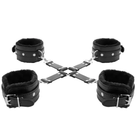 DARKNESS - MENOTTES EN CUIR POUR PIEDS ET MAINS NOIR
