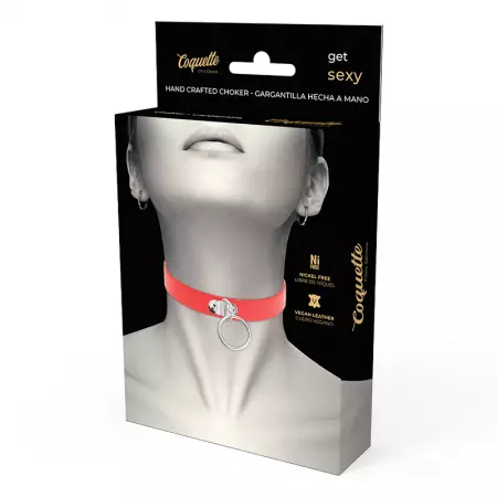 COQUETTE - CHIC DESIRE COLLIER CUIR VEGAN ROUGE FEMME ACCESSOIRE FÉTICHE