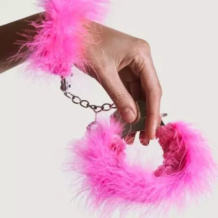 ADRIEN LASTIC - MENOTTES EN MÉTAL À PLUMES ROSE