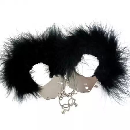 ADRIEN LASTIC - MENOTTES EN MÉTAL À PLUMES NOIRES