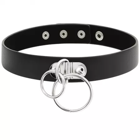 COQUETTE - CHIC DESIRE RAS DE COU DOUBLE ANNEAU EN CUIR VÉGAN