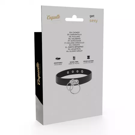 COQUETTE - CHIC DESIRE RAS DE COU DOUBLE ANNEAU EN CUIR VÉGAN
