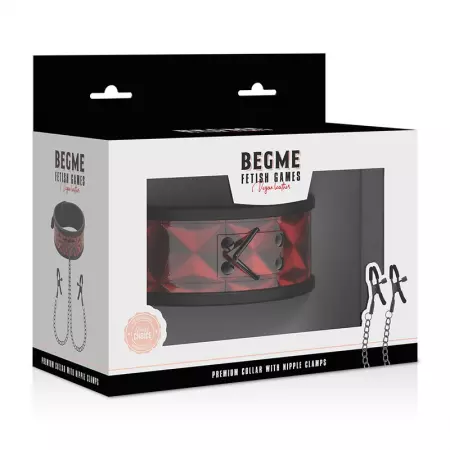 BEGME - COLLIER ÉDITION ROUGE AVEC PINCES  TÉLÉMON AVEC DOUBLURE EN NÉOPRÈNE