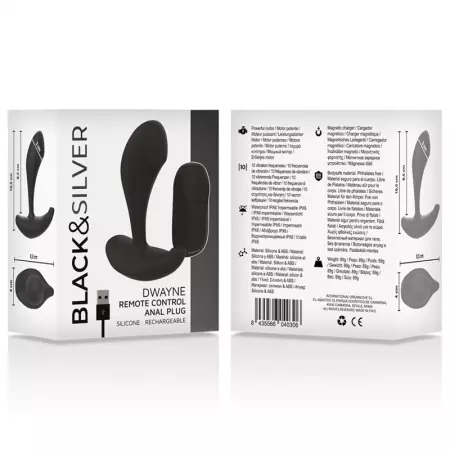 BLACK&SILVER - TÉLÉCOMMANDE EN SILICONE POUR PLUG ANAL DWAYNE