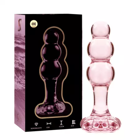 NEBULA SERIES BY IBIZA - MODÈLE 1 PLUG ANAL VERRE BOROSILICATE 10,7 X 3 CM ROSE