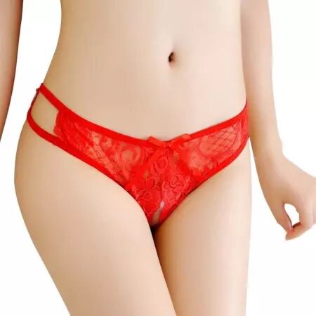 QUEEN LINGERIE - CULOTTE AVEC OUVERTURE TAILLE UNIQUE ROUGE
