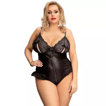 QUEEN LINGERIE - TEDDY AVEC ZIPPER GRANDE TAILLE