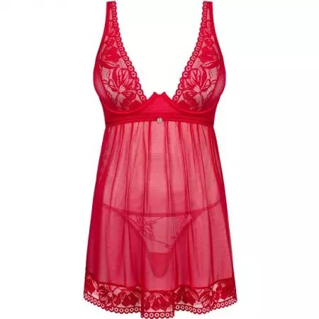 OBSESSIVE - LACELOVE BABYDOLL & TANGA ROUGE XL/XXL