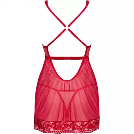 OBSESSIVE - LACELOVE BABYDOLL & TANGA ROUGE XL/XXL