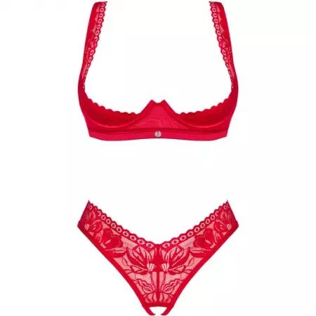 OBSESSIVE - ENSEMBLE LACELOVE DEUX PIÈCES CUPLESS ROUGE XL/XXL