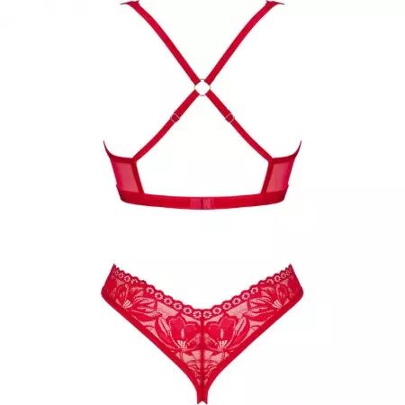 OBSESSIVE - ENSEMBLE LACELOVE DEUX PIÈCES CUPLESS ROUGE XL/XXL