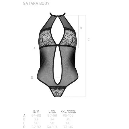 PASSION - SATARA CORPS LIGNE ÉROTIQUE NOIR L/XL