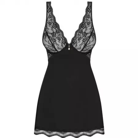 OBSESSIVE - THONG BABYDOLL ET LUVAE NOIR XS/S