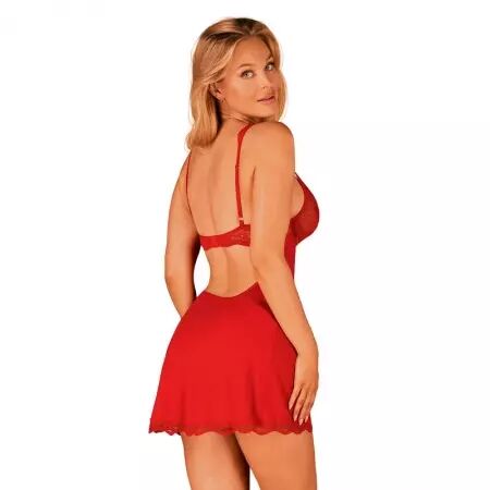 OBSESSIVE - LUVAE BABYDOLL & TANGA ROUGE L/XL