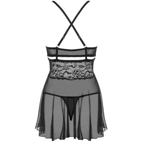 OBSESSIVE - 838-BAB-1 BABYSIDE & THONG NOIR L/XL